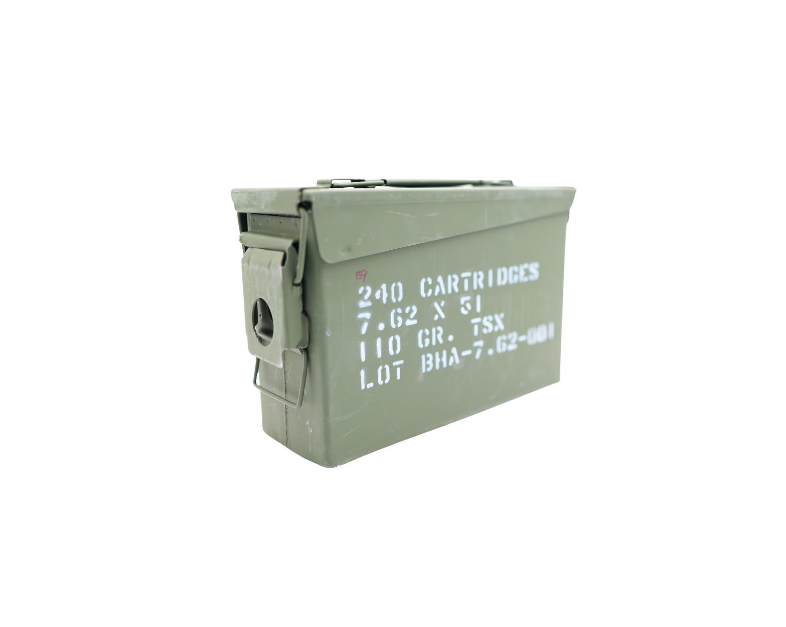 Picture of Side View of Ammo Can containing A7.62x51 110GR Black Hills Barnes TSX (MP2407.62x51N1) at Bone Frog Gun Club
