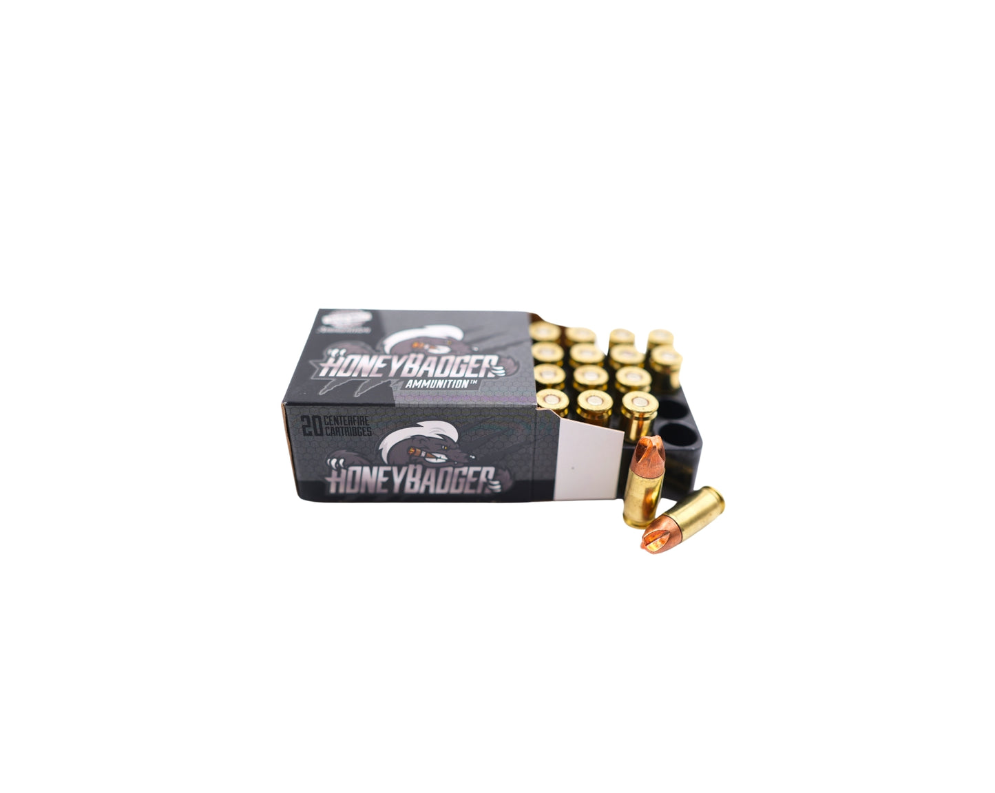 Picture of Side View of 20 round box displaying rounds of Black Hills D9N1120 9mm 125 GR - Bone Frog Gun Club