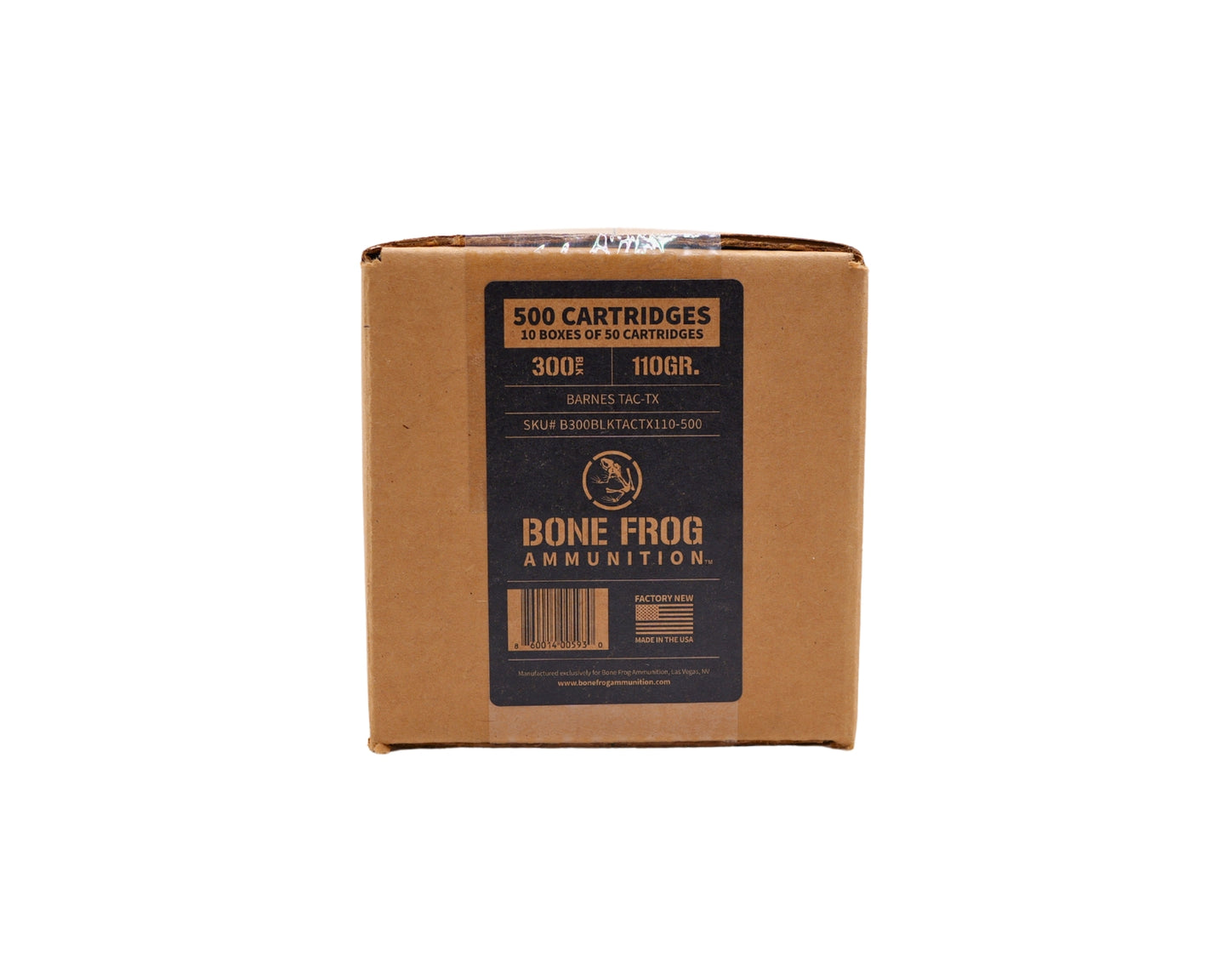 Picture of 500 RD Case of 300 Blackout 110GR Bone Frog Ammunition™ Barnes TAC-TX (B300BLKTACTX110) at Bone Frog Ammunition
