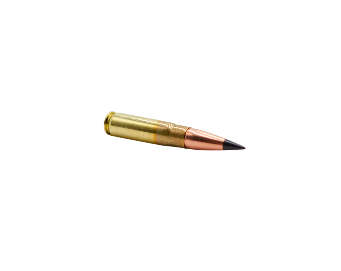 Picture of a round of 300 Blackout 110GR Bone Frog Ammunition™ Barnes TAC-TX (B300BLKTACTX110) on its side at Bone Frog Ammunition