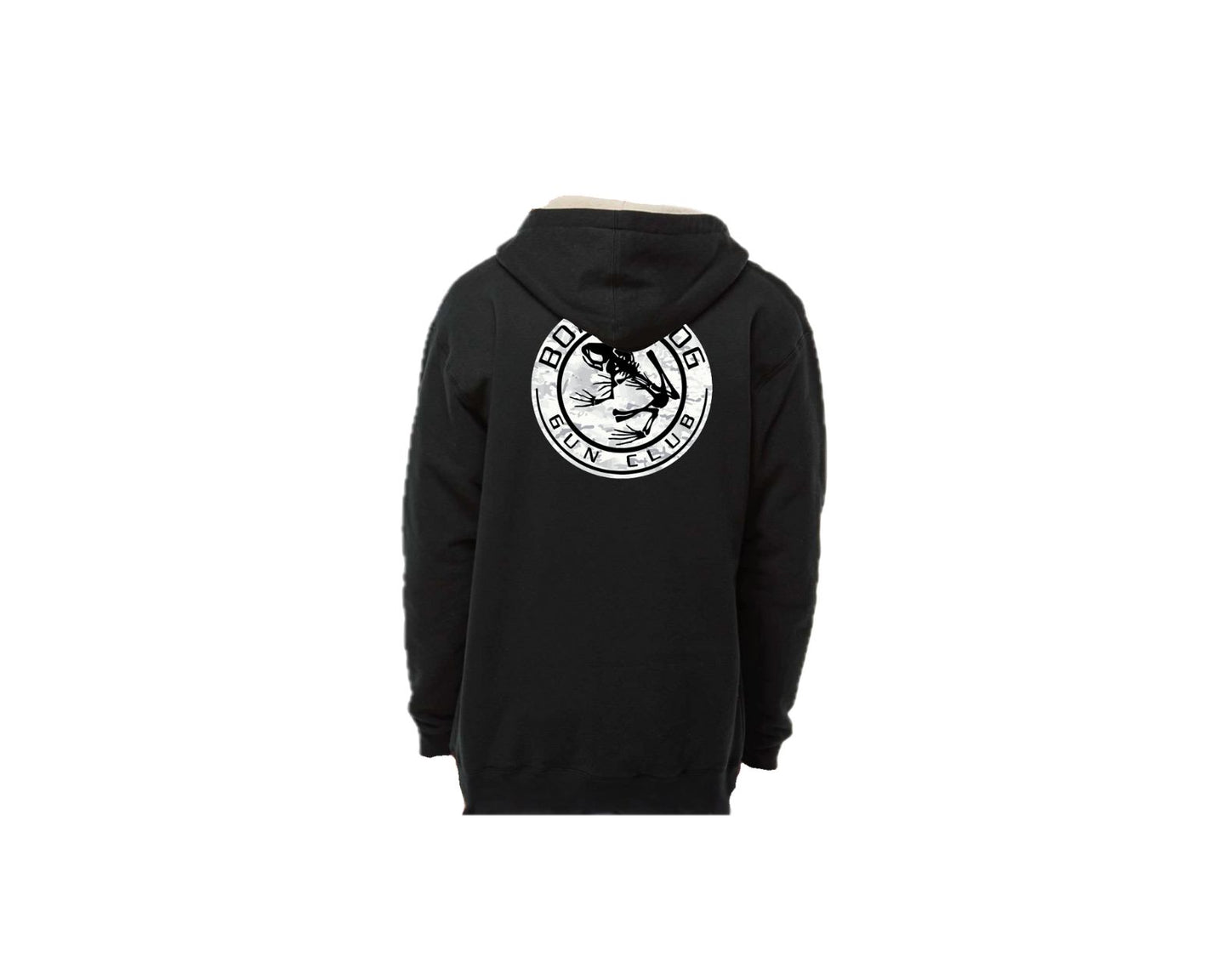 Photo of Back BFGC Alpine Multicam Logo Fleece Black Zippered Hoodie at Bone Frog Gun Club