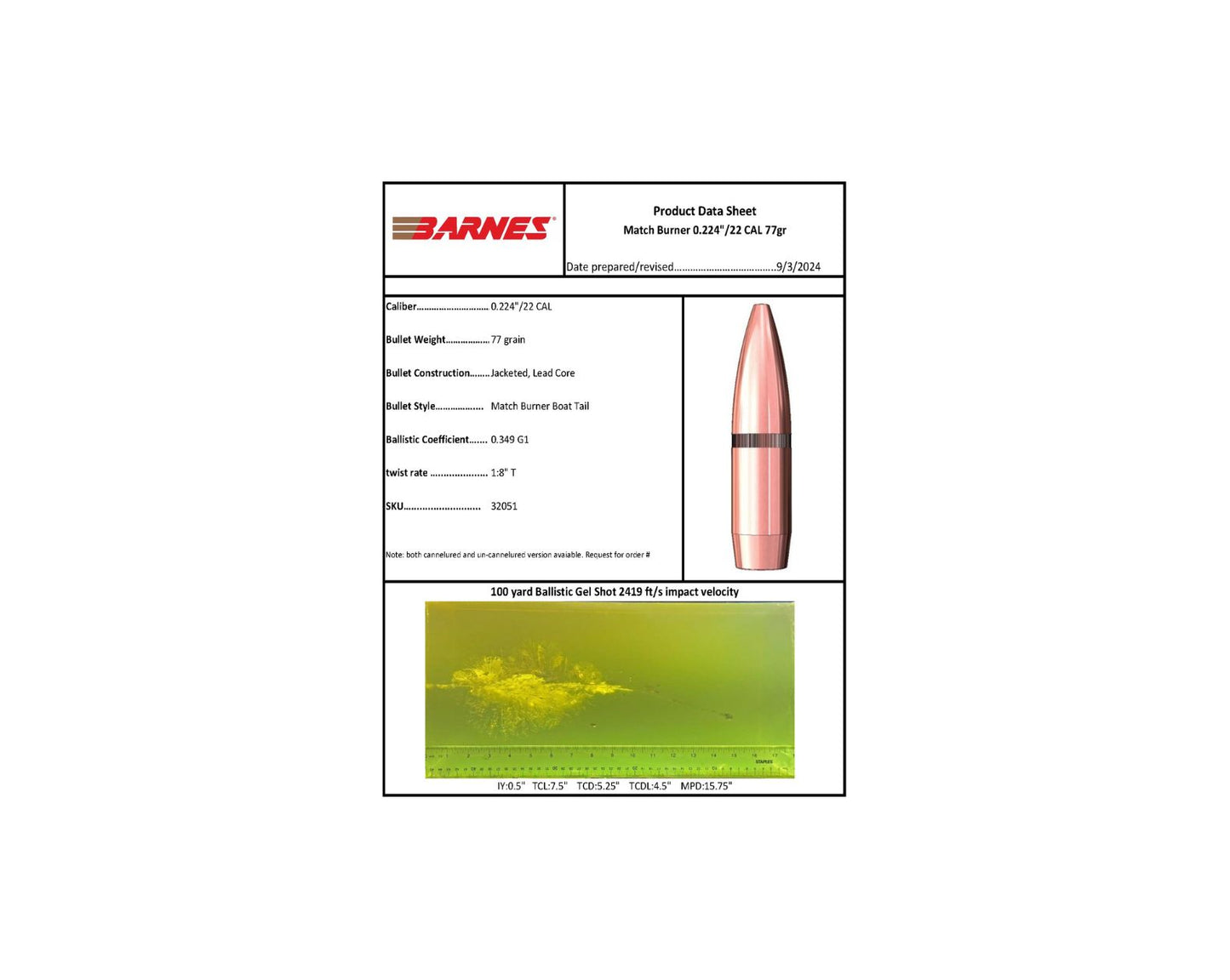 5.56 77GR Bone Frog Ammunition® Barnes Match Burner OTM BT (B556BMB77)