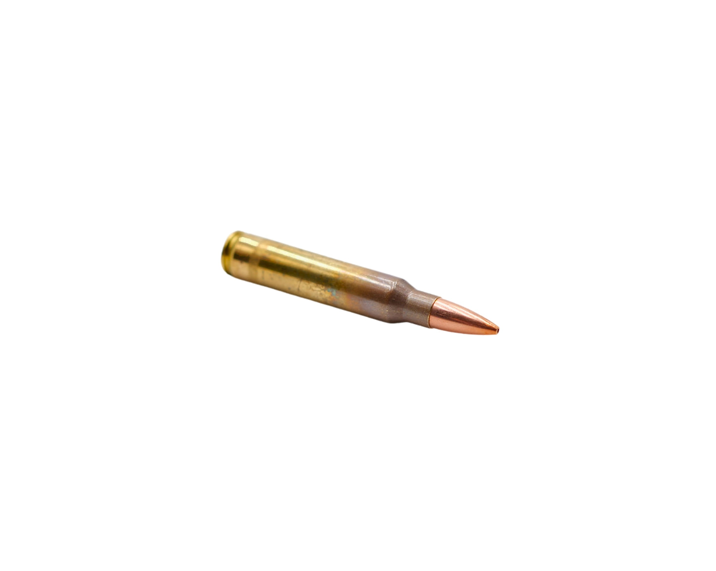 Picture of a side view of a round of 5.56 77GR Black Hills Open Tip Match (D556N9) at Bone Frog Ammunition
