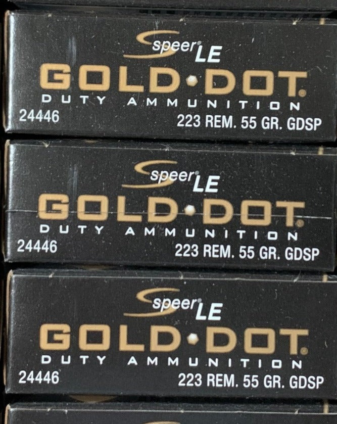 223 REM 55GR Speer Duty Rifle Gold Dot Soft Point (24446) - Bone Frog Gun Club