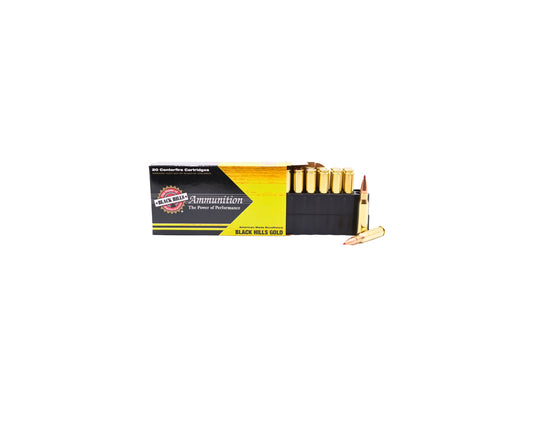 Picture of 20 RD Box displaying rounds of 308 168 GR Black Hills Gold Hornady ELD-M (1C308BHGN11) - Bone Frog Gun Club