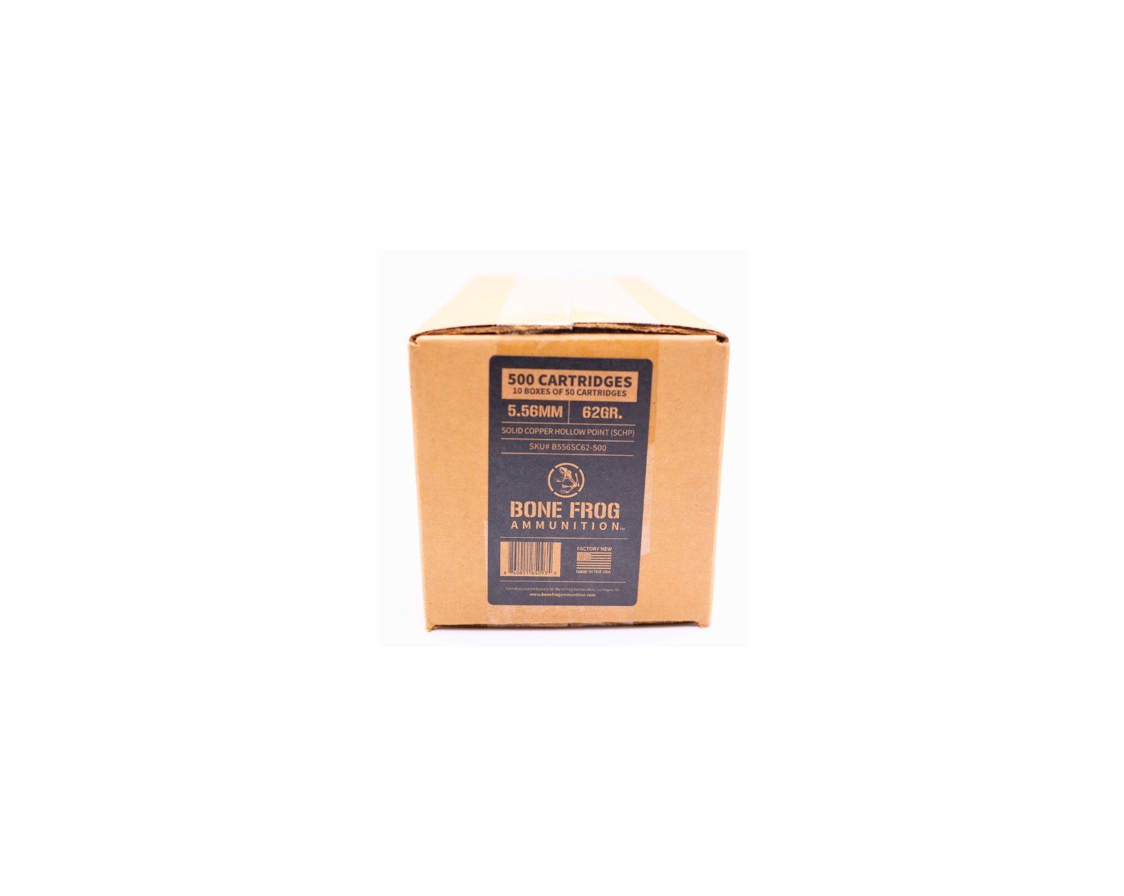 Picture of 500 RD Case of 5.56 62GR Bone Frog Ammunition™ Solid Copper Hollow Point (SCHP)(B556SC62)