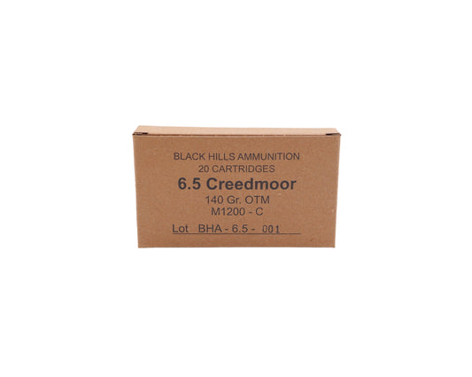 Picture of 20 RD box of 6.5 Creedmoor 140GR Black Hills OTM (MP2406.5CREEDN6) at Bone Frog Gun Club