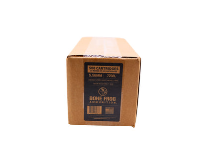 Picture of a 500 RD case of 5.56 77GR Bone Frog Ammunition™ Sierra Tipped MatchKing (TMK) at Bone Frog Ammunition 