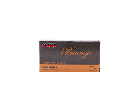 Picture of a 50 RD Box of 9MM 147GR PMC BRONZE FMJ (9H) at Bone Frog Ammunition 
