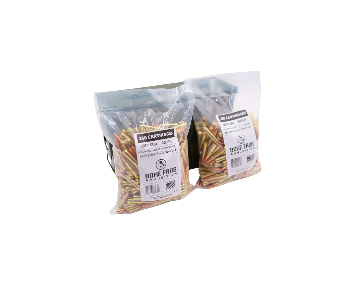 300 Blackout Subsonic 200GR Bone Frog Ammunition™ FMJ-BT (B300BLKFMJSUB200)