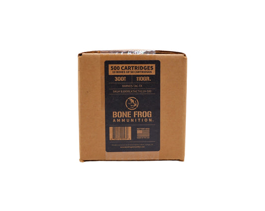 Picture of 500 RD Case of 300 Blackout 110GR Bone Frog Ammunition™ Barnes TAC-TX (B300BLKTACTX110) at Bone Frog Ammunition 