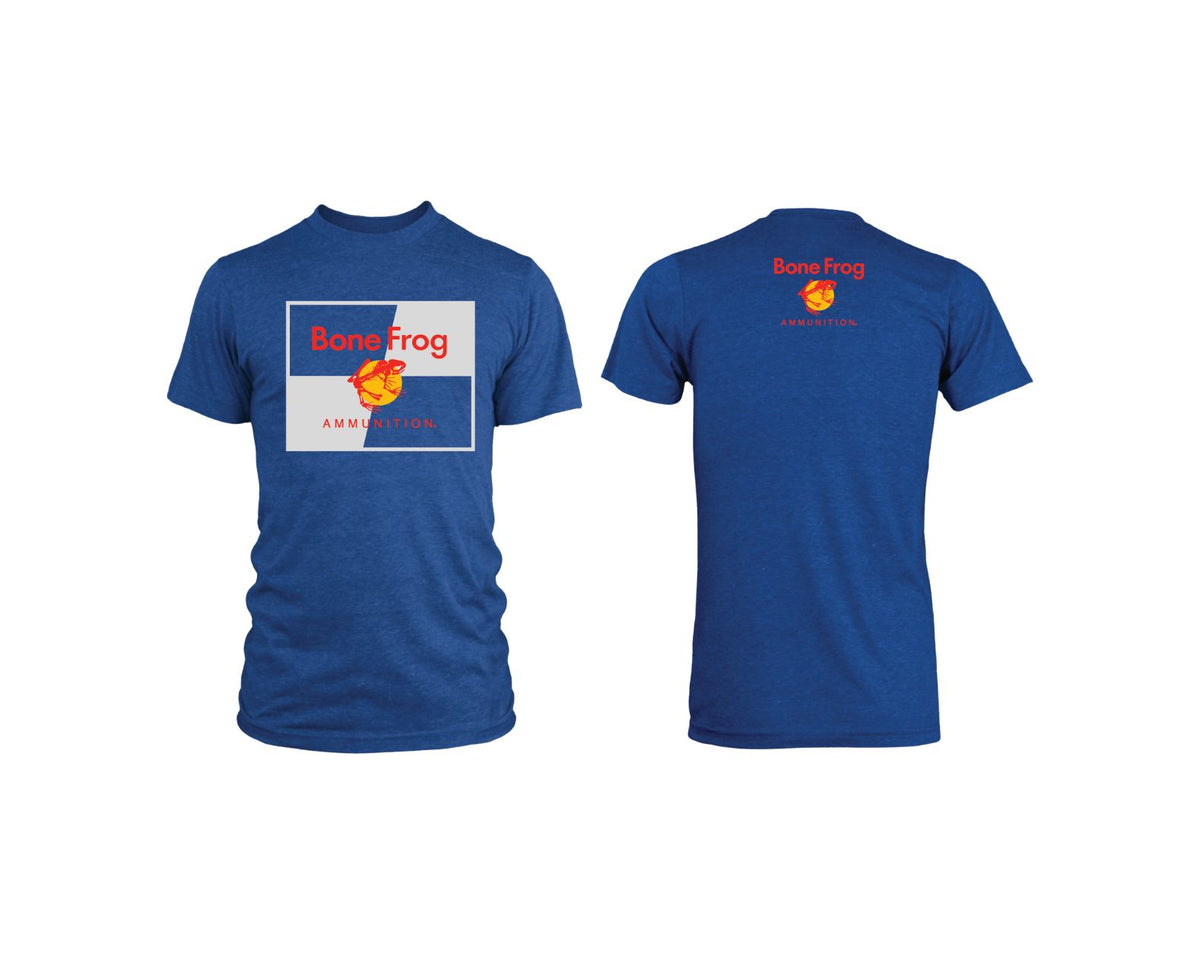 Royal Blue Short Sleeve T-shirt with Bone Frog Ammunition Send It logo