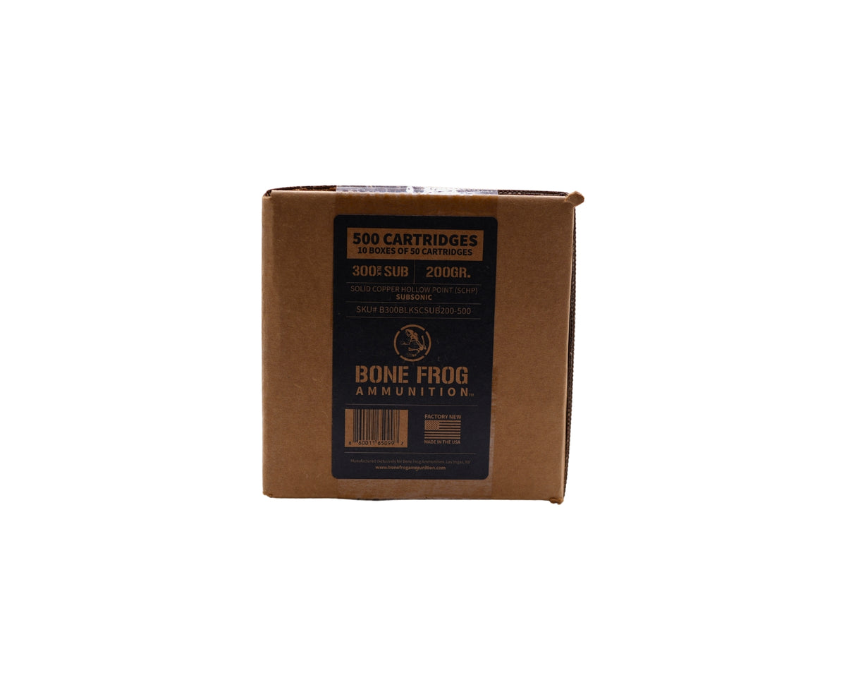 300 Blackout Subsonic 200GR Bone Frog Ammunition® Dynamic Impact™ Solid Copper Hollow Point (DI-SCHP) (B300BLKSCSUB200)