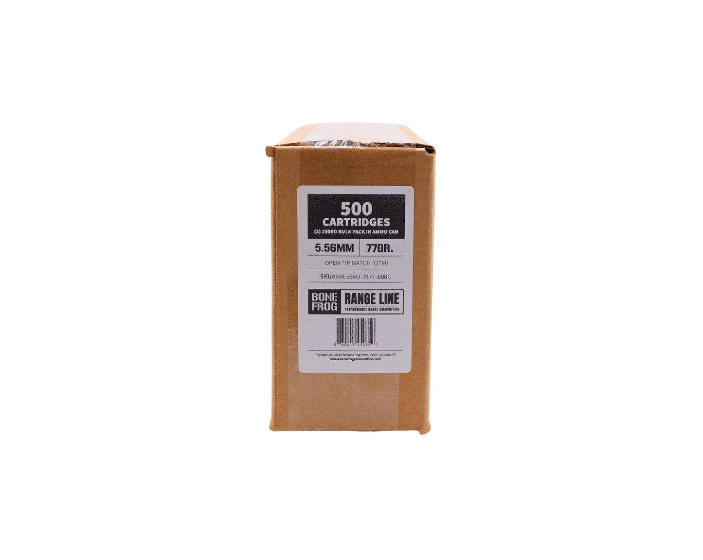 Picture of 500 RD case of 5.56 77GR OTM Bone Frog Range Line™ (BRL556OTM77) at Bone Frog Ammunition