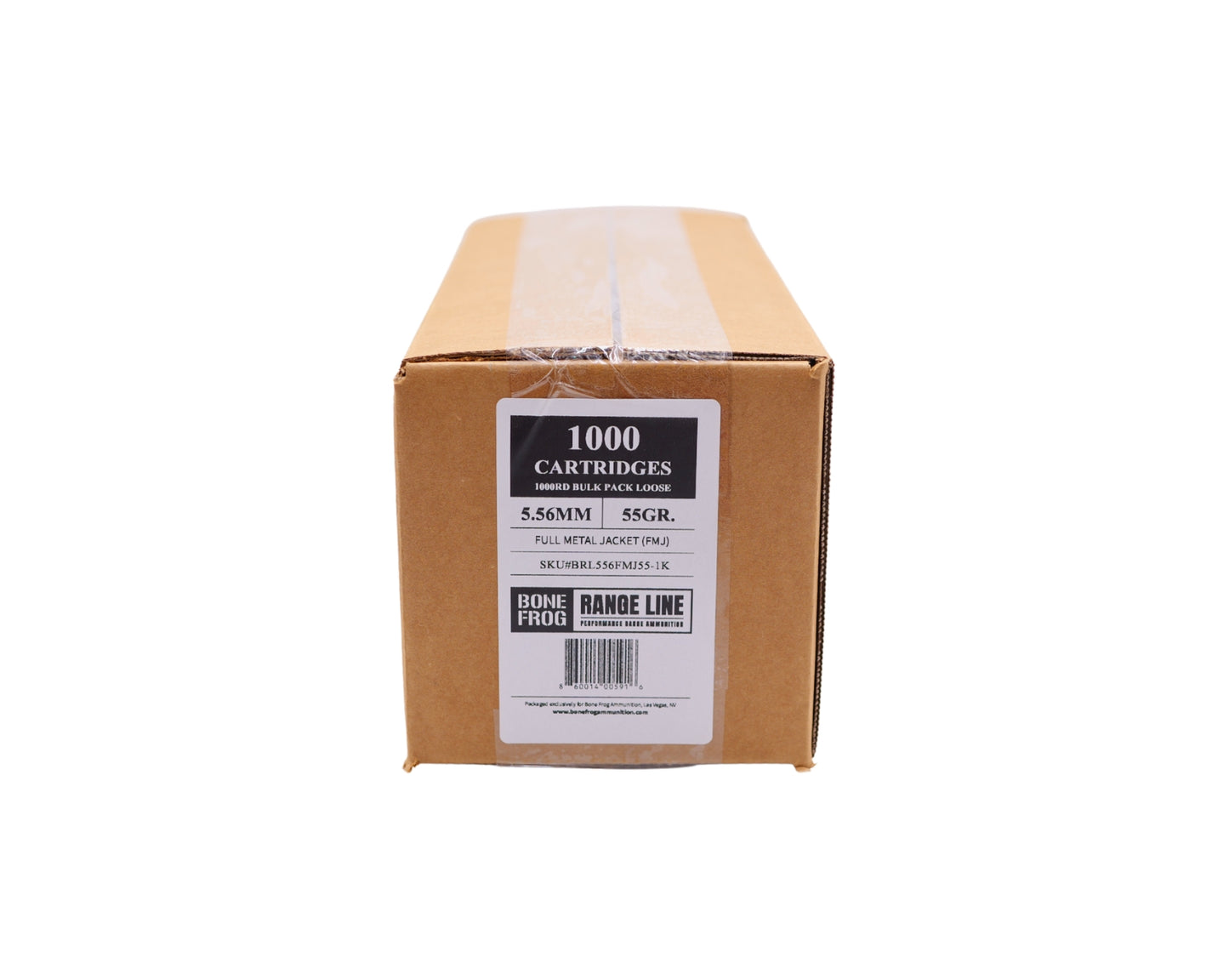 Picture of 1000 RD case of 5.56 55GR FMJ-BT Bone Frog Range Line™ (BRL556FMJ55-1K) at Bone Frog Ammunition.