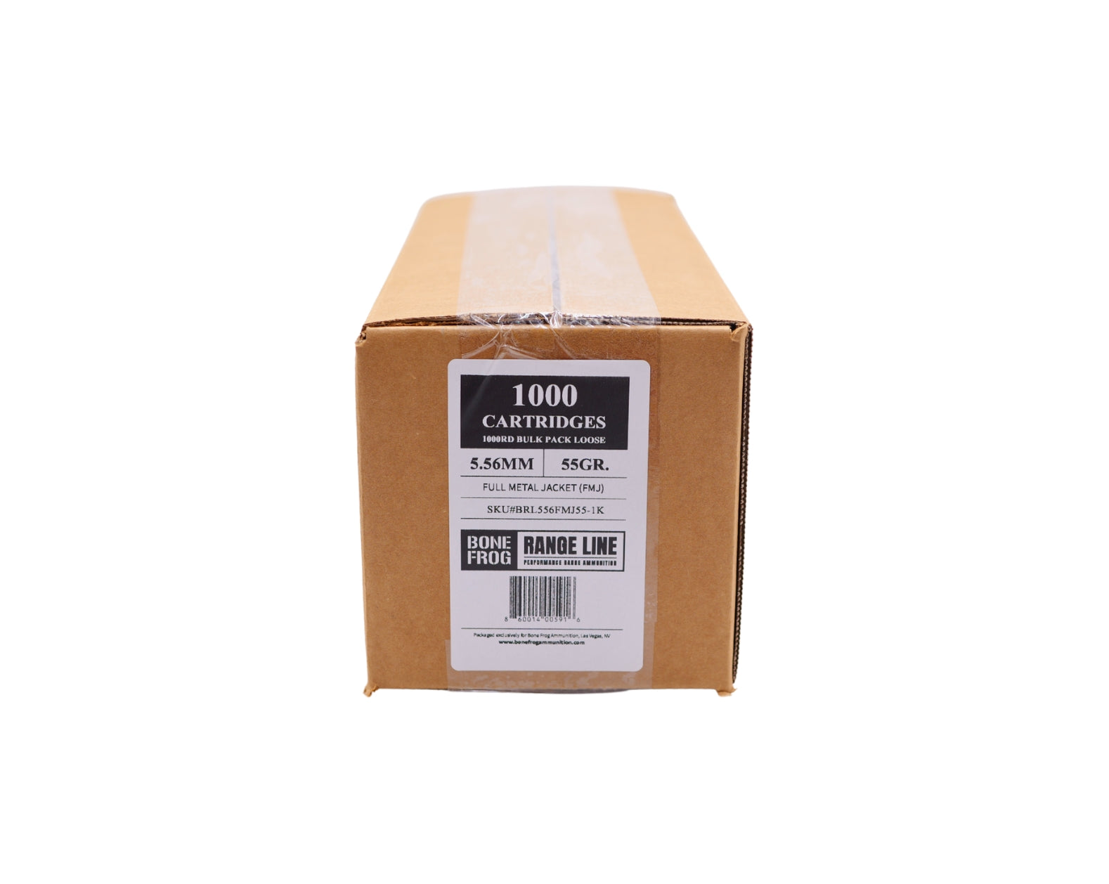 Picture of 1000 RD case of 5.56 55GR FMJ-BT Bone Frog Range Line™ (BRL556FMJ55-1K) at Bone Frog Ammunition.