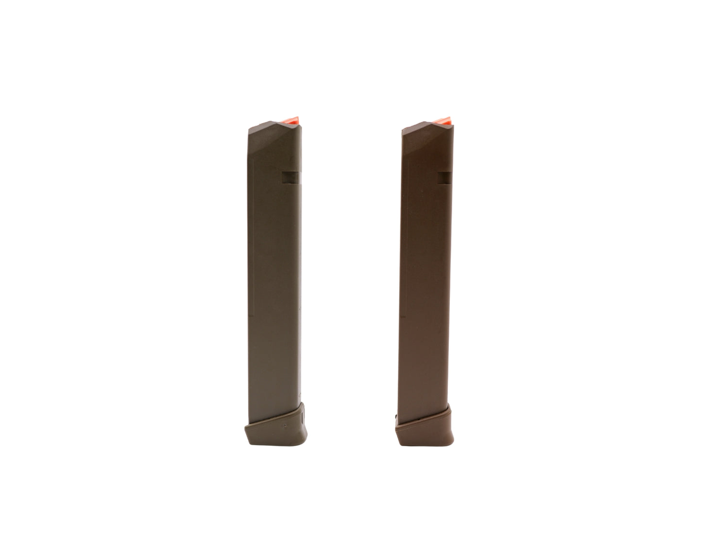 Picture of FDE and ODG Glock 17 33 RD Magazine at Bone Frog Ammunition