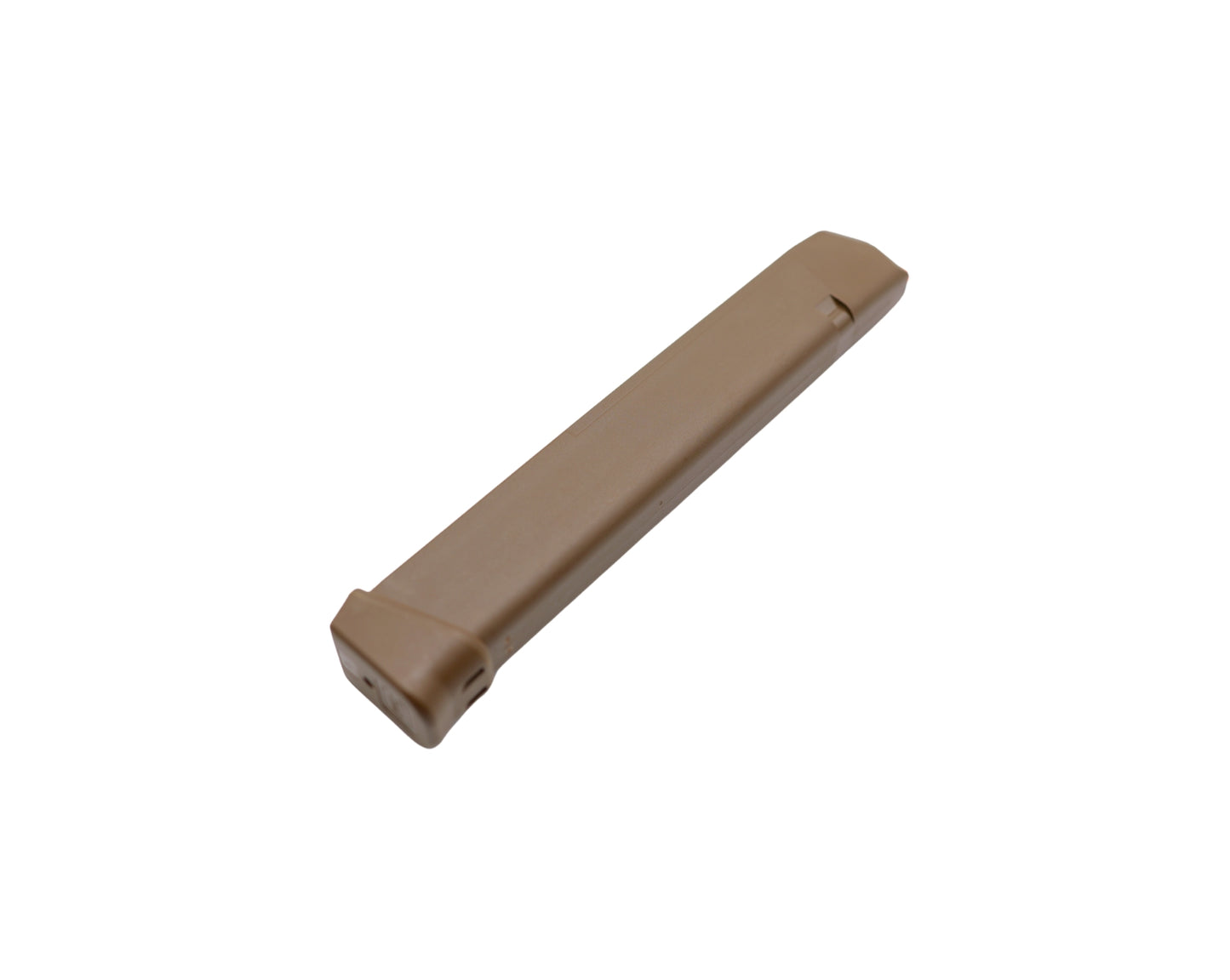 Picture of FDE Glock 17 33 RD Magazine laid flat at Bone Frog Ammunition