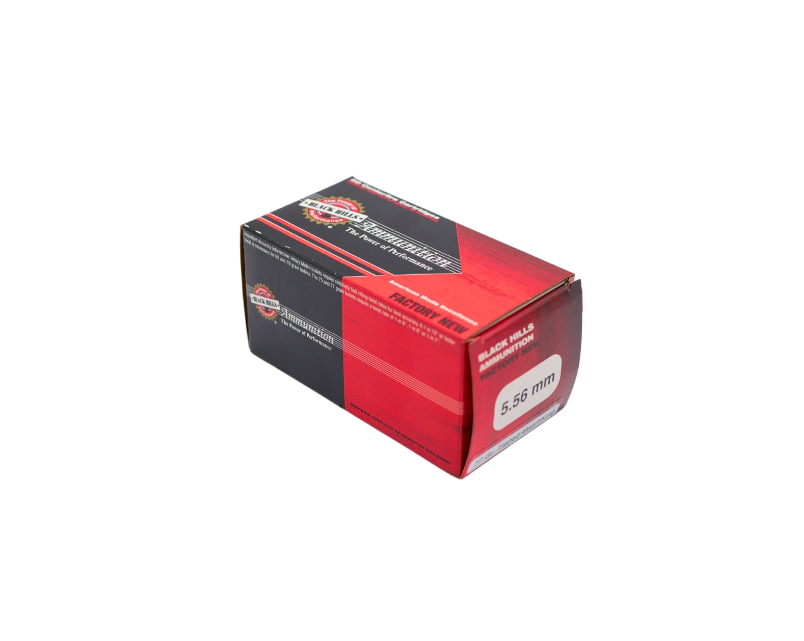 Picture of 50 Rd box of 5.56 77GR Black Hills Tipped Match King TMK (D556N19) at Bone Frog Ammunition 