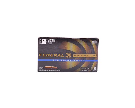 Picture of 20 RD box of NATO 64GR Federal Tactical Bonded Soft Point (LE556T4) at Bone Frog Ammunition.