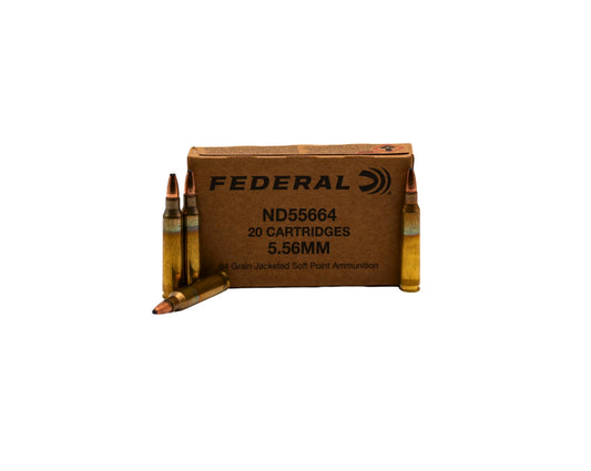 Photo of 20 round box with 4 loose rounds 5.56 NATO 64GR Federal Tactical Bonded Soft Point sku ND55664 at Bone Frog Gun Club