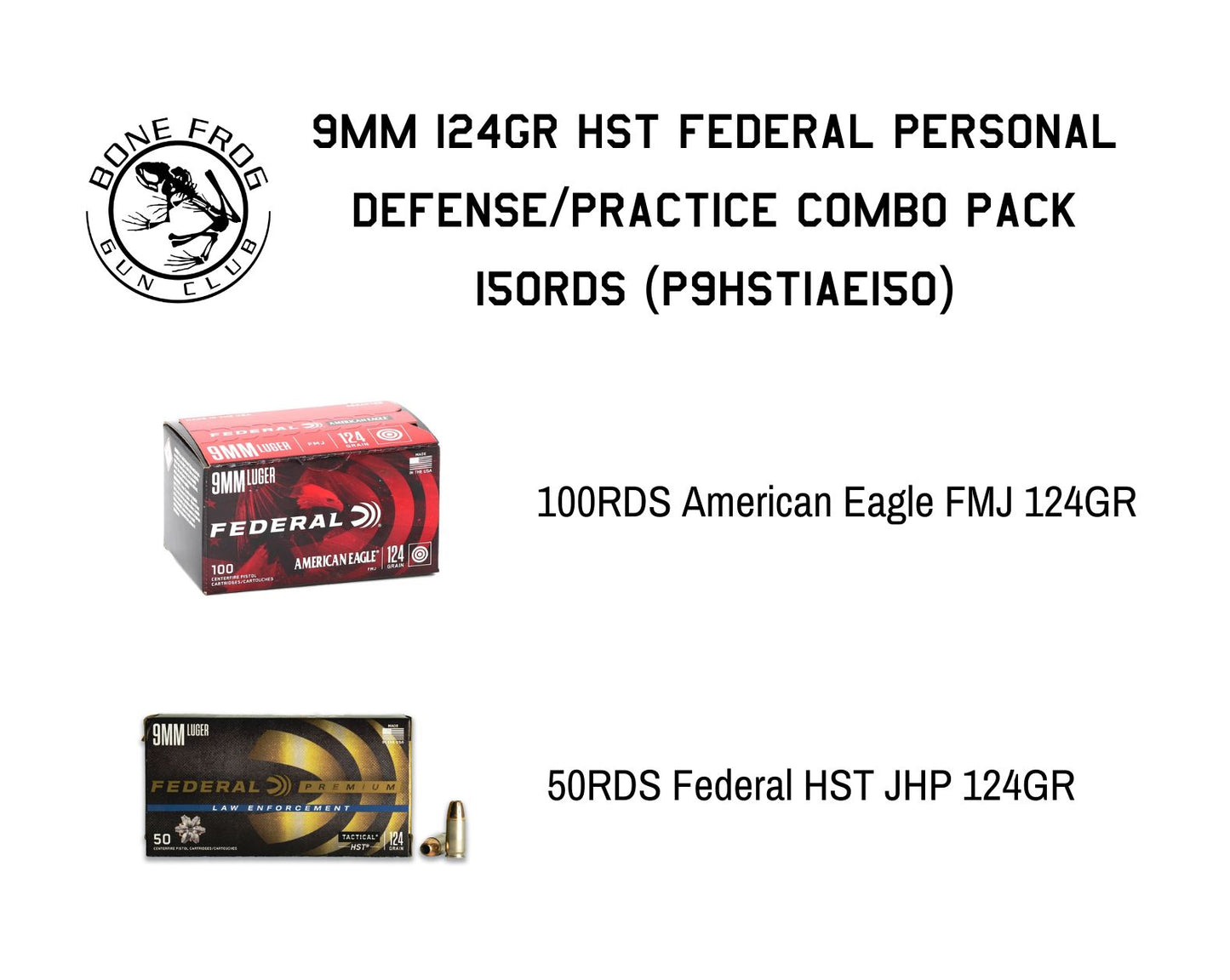 9MM 124GR HST Federal Personal Defense/Practice Pack 150RDS (P9HST1AE150)
