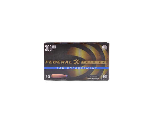A picture of 20 Round box of 308 (7.62x51) 168GR Federal Tactical Tip MatchKing® (T308T) - Bone Frog Ammunition 