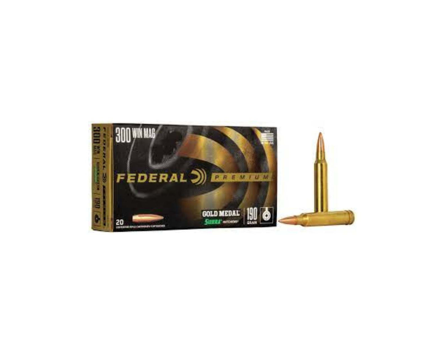300 Win Mag 190GR Federal Gold Medal Sierra MatchKing (GM300WM)