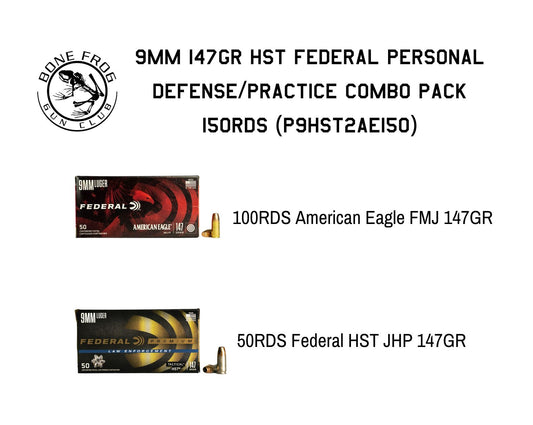 9MM 147GR HST Federal Personal Defense/Practice Pack 150RDS (P9HST2AE150)